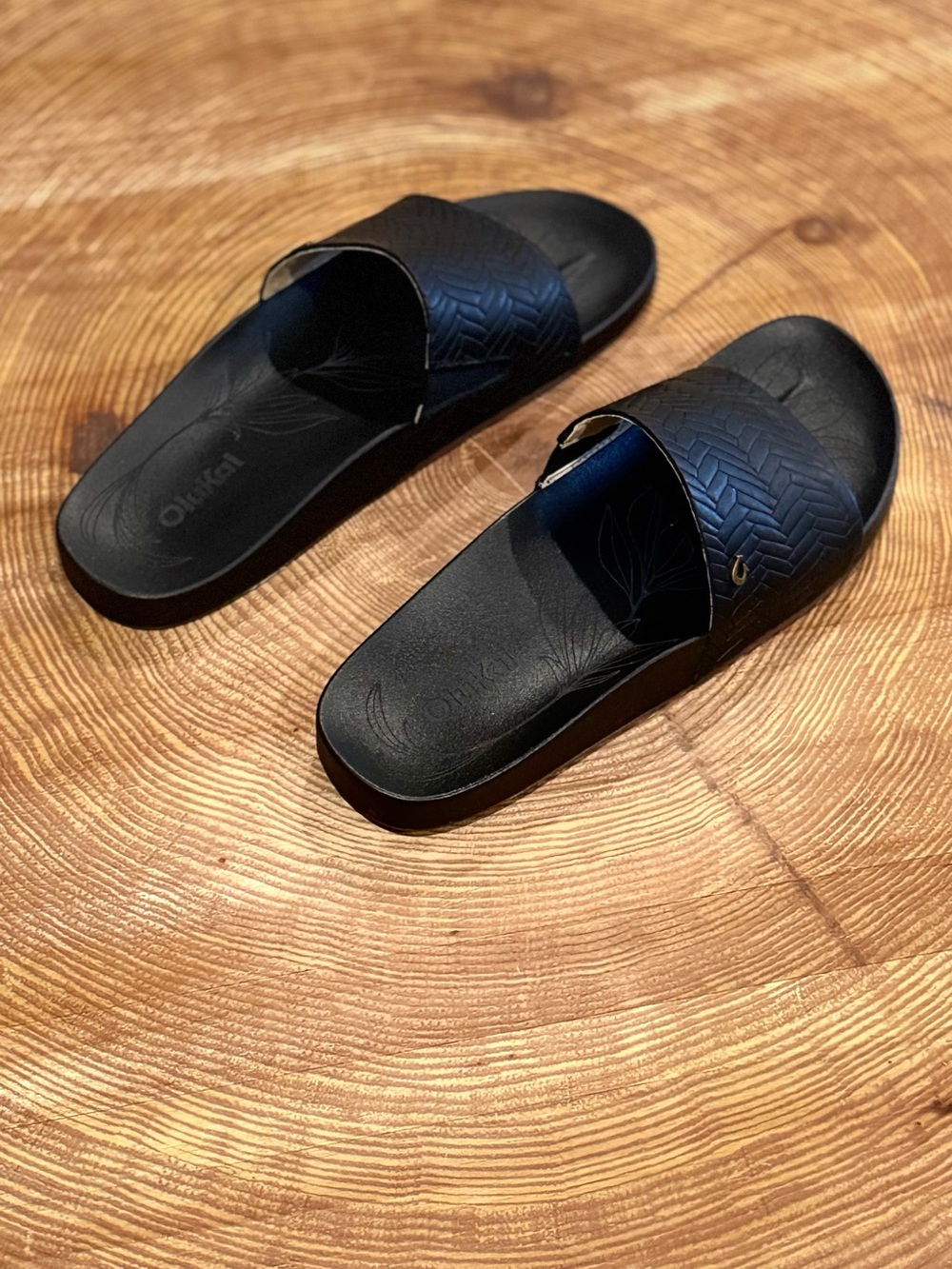 OluKai Black Textured Slide Sandals - Picture 5 of 5